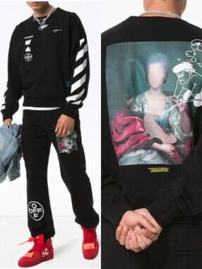 Off-white C/O VIRGIL ABLOH Black Mariana Crewneck Sweatshirt Size S $580